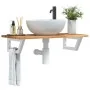 Estante de lavabo de pared acero y madera maciza de acacia by , bathroom vanities - Ref: Foro24-3302719, Price: 74,34 €, Disc...
