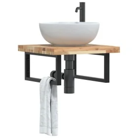 Estante de lavabo de pared acero y madera maciza de acacia by , bathroom vanities - Ref: Foro24-3302765, Price: 89,36 €, Disc...