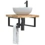 Estante de lavabo de pared acero y madera maciza de acacia de , Tocadores de baño - Ref: Foro24-3302765, Precio: 90,36 €, Des...