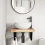Estante de lavabo de pared acero y madera maciza de acacia de , Tocadores de baño - Ref: Foro24-3302767, Precio: 88,35 €, Des...