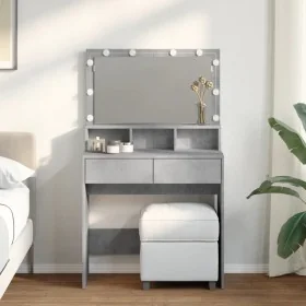 Tocador con luces LED gris hormigón 80x41x134,5 cm by , Bedroom Dressers - Ref: Foro24-848188, Price: 141,67 €, Discount: %