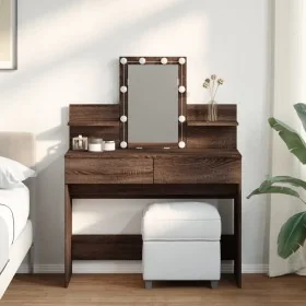 Tocador con LED marrón roble 100x40x130 cm by , Bedroom Dressers - Ref: Foro24-848205, Price: 131,19 €, Discount: %