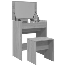 Tocador con taburete gris Sonoma 60x40x113,5 cm de , Tocadores para dormitorios - Ref: Foro24-848218, Precio: 86,16 €, Descue...