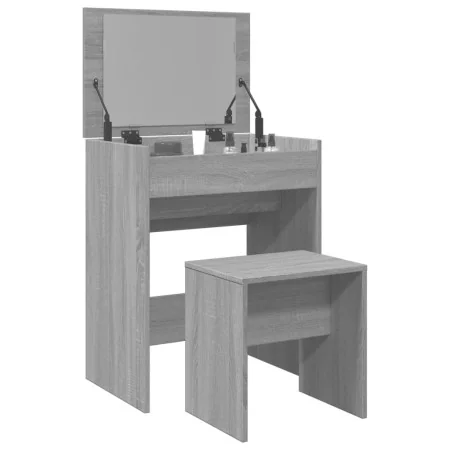 Tocador con taburete gris Sonoma 60x40x113,5 cm de , Tocadores para dormitorios - Ref: Foro24-848218, Precio: 86,16 €, Descue...