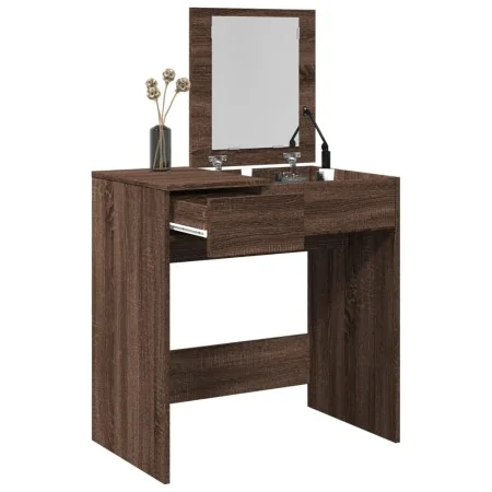 Tocador con espejo marrón roble 73x46,5x120 cm de , Tocadores para dormitorios - Ref: Foro24-848226, Precio: 101,81 €, Descue...