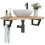 Estante de lavabo de pared acero y madera maciza de acacia | Foro24.es | Tu tienda online para hogar, jardín y más Foro24.es
