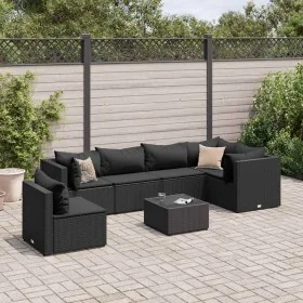 Set de muebles de jardín y cojines 7 pzas ratán sintético negro von , Gartensets - Ref: Foro24-3308179, Preis: 553,48 €, Raba...