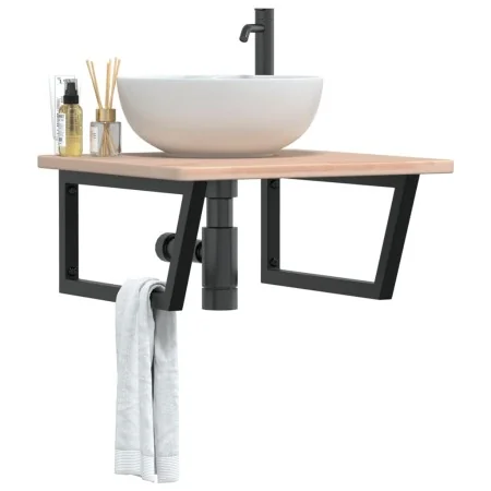 Estante de lavabo de pared de acero y madera maciza de roble von , Badezimmerwaschtische - Ref: Foro24-3302463, Preis: 103,95...