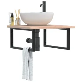 Estante de lavabo de pared de acero y madera maciza de roble von , Badezimmerwaschtische - Ref: Foro24-3302461, Preis: 104,64...