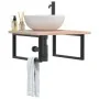 Estante de lavabo de pared de acero y madera maciza de roble von , Badezimmerwaschtische - Ref: Foro24-3302461, Preis: 104,64...