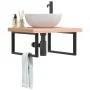 Estante de lavabo de pared de acero y madera maciza de haya | Foro24.es | Tu tienda online para hogar, jardín y más Foro24.es