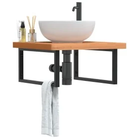 Estante de lavabo de pared de acero y madera