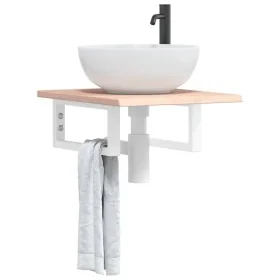 Estante de lavabo de pared de acero y madera