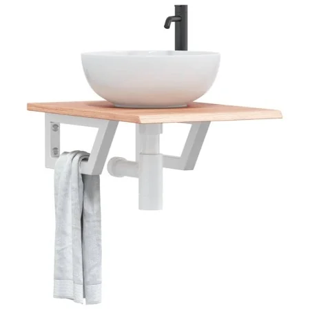 Estante de lavabo de pared de acero y madera maciza de roble | Foro24.es | Tu tienda online para hogar, jardín y más Foro24.es