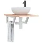 Estante de lavabo de pared de acero y madera maciza de roble | Foro24.es | Tu tienda online para hogar, jardín y más Foro24.es