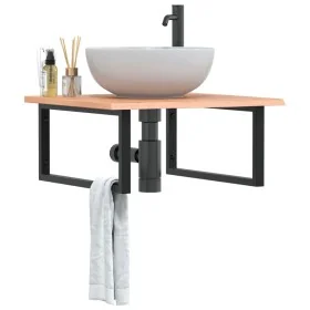 Estante de lavabo de pared de acero y madera maciza de roble von , Badezimmerwaschtische - Ref: Foro24-3302641, Preis: 87,86 ...