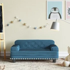 Sofá para niños de terciopelo azul 70x45x30 cm