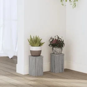 Soportes de plantas 2 uds madera gris Sonoma 10x10x18 cm by , Pot stands - Ref: Foro24-852884, Price: 19,02 €, Discount: %