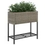 Jardinera con estante ratán sintético gris de , Maceteros y jardineras - Ref: Foro24-366389, Precio: 66,40 €, Descuento: %