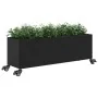 Jardinera con ruedas y 3 maceteros ratán PE negro 107x32x38 cm by , Pots and planters - Ref: Foro24-366419, Price: 70,85 €, D...