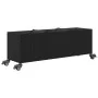 Jardinera con ruedas y 3 maceteros ratán PE negro 107x32x38 cm by , Pots and planters - Ref: Foro24-366419, Price: 70,85 €, D...