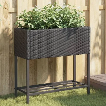 Jardineras con estante 2 uds ratán sintético negro 70x28x70 cm de , Maceteros y jardineras - Ref: Foro24-3210510, Precio: 115...