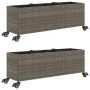 Jardineras con ruedas 2 uds ratán sintético gris 107x32x38 cm by , Pots and planters - Ref: Foro24-3210527, Price: 131,87 €, ...