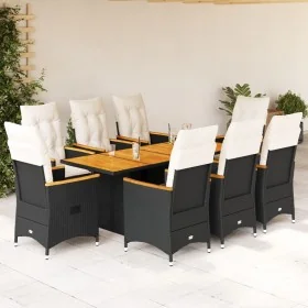 Set de comedor de jardín 9 pzas y cojines ratán sintético negro by , Garden sets - Ref: Foro24-3276841, Price: 1,00 €, Discou...