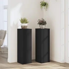 Soportes de plantas 2 uds madera ingeniería negro 25x25x80 cm by , Pot stands - Ref: Foro24-852943, Price: 69,85 €, Discount: %