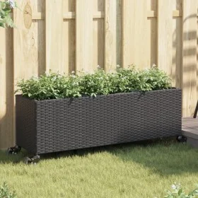 Jardineras con ruedas 2 uds ratán sintético negro 107x32x38 cm by , Pots and planters - Ref: Foro24-3210525, Price: 131,68 €,...