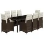 Set de mesa y sillas jardín 9 piezas y cojines ratán PE marrón | Foro24.es | Tu tienda online para hogar, jardín y más Foro24.es
