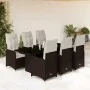 Set de mesa y sillas jardín 7 pzas con cojines ratán PE marrón | Foro24.es | Tu tienda online para hogar, jardín y más Foro24.es