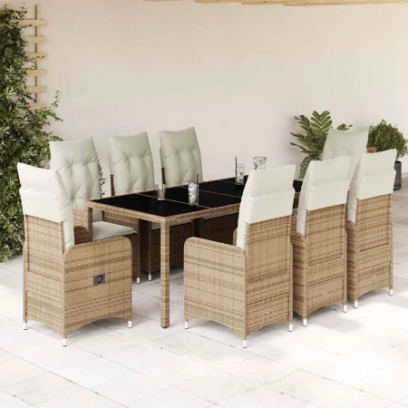 Set de mesa y sillas de jardín 5 pzas y cojines ratán PE beige von , Gartensets - Ref: Foro24-3277102, Preis: 1,00 €, Rabatt: %