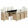 Set de mesa y sillas de jardín 5 pzas y cojines ratán PE beige von , Gartensets - Ref: Foro24-3277102, Preis: 1,00 €, Rabatt: %