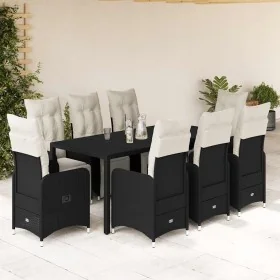 Set de mesa y sillas de jardín 9 pzas y cojines