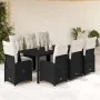 Set de mesa y sillas de jardín 9 pzas y cojines ratán PE negro | Foro24.es | Tu tienda online para hogar, jardín y más Foro24.es