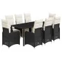 Set de mesa y sillas de jardín 9 pzas y cojines ratán PE negro | Foro24.es | Tu tienda online para hogar, jardín y más Foro24.es