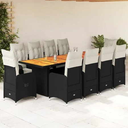 Set de mesa y sillas de jardín y cojines 11 pzas ratán PE negro von , Gartensets - Ref: Foro24-3277273, Preis: 1,00 €, Rabatt: %