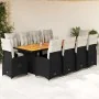 Set de mesa y sillas de jardín y cojines 11 pzas ratán PE negro by , Garden sets - Ref: Foro24-3277290, Price: 1,00 €, Discou...