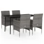 Juego de comedor para jardín 5 piezas con cojines gris y negro by , Garden sets - Ref: Foro24-3099313, Price: 382,41 €, Disco...