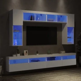 Mueble de pared de TV con luces LED 8 piezas blanco von , TV-Möbel - Ref: Foro24-3216764, Preis: 356,32 €, Rabatt: %