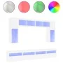 Mueble de pared de TV con luces LED 8 piezas blanco de , Muebles TV - Ref: Foro24-3216764, Precio: 356,32 €, Descuento: %