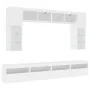 Mueble de pared de TV con luces LED 8 piezas blanco de , Muebles TV - Ref: Foro24-3216764, Precio: 356,32 €, Descuento: %