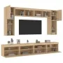 Muebles de TV de pared con luces LED 8 piezas roble sonoma by , TV Furniture - Ref: Foro24-3216766, Price: 324,15 €, Discount: %