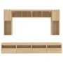 Muebles de TV de pared con luces LED 8 piezas roble sonoma by , TV Furniture - Ref: Foro24-3216766, Price: 324,15 €, Discount: %