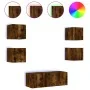 Muebles TV pared con LED 6 pzas madera ingeniería roble ahumado de , Muebles TV - Ref: Foro24-3216815, Precio: 178,03 €, Desc...