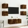 Muebles TV pared con LED 6 pzas madera ingeniería roble ahumado de , Muebles TV - Ref: Foro24-3216815, Precio: 178,03 €, Desc...