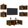 Muebles TV pared con LED 6 pzas madera ingeniería roble ahumado de , Muebles TV - Ref: Foro24-3216815, Precio: 178,03 €, Desc...