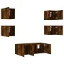 Muebles TV pared con LED 6 pzas madera ingeniería roble ahumado de , Muebles TV - Ref: Foro24-3216815, Precio: 178,03 €, Desc...