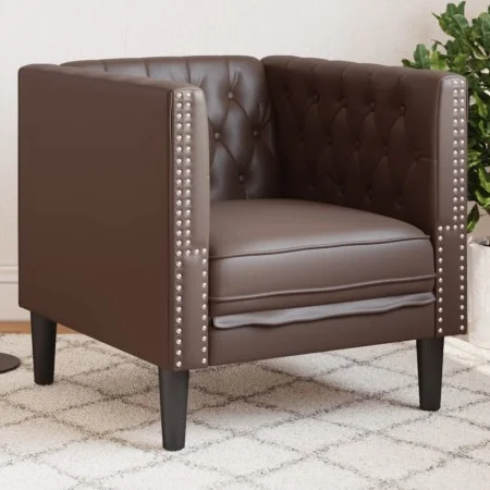 Sillón Chesterfield de cuero artificial marrón | Foro24.es | Tu tienda online para hogar, jardín y más Foro24.es